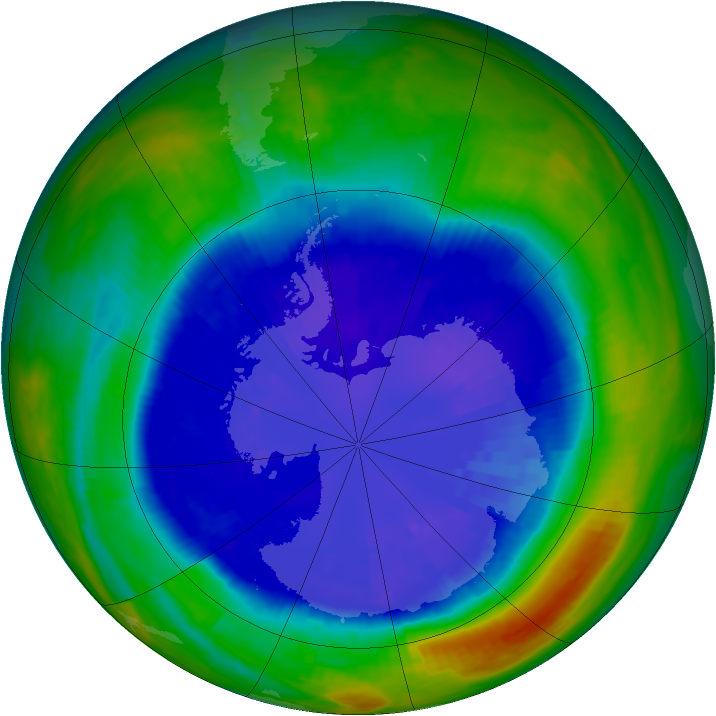 Antarctic ozone map for 07 September 2001